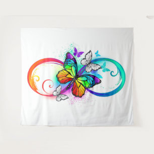 Bright infinity with rainbow butterfly tapestry