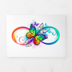 Bright infinity with rainbow butterfly  Tri-Fold holiday card