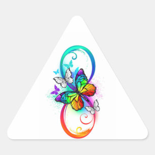 Bright infinity with rainbow butterfly triangle sticker