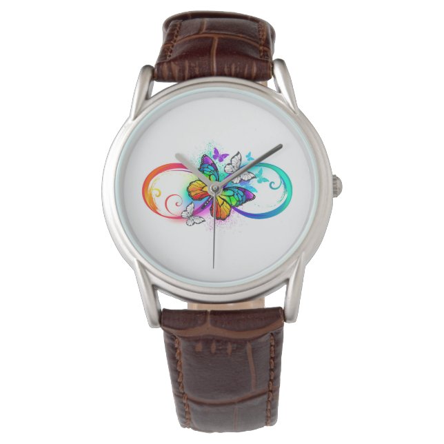 Bright infinity with rainbow butterfly watch (Front)