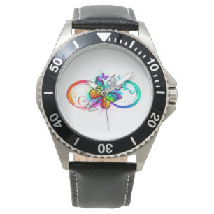 Bright infinity with rainbow butterfly watch