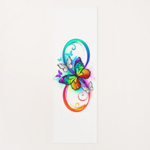 Bright infinity with rainbow butterfly yoga mat