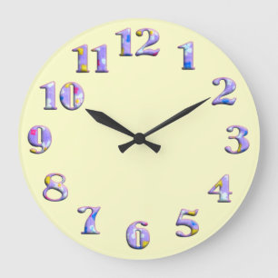 Bright ivory round clock with big cute numbers 02