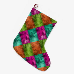 Bright Jewel Tone Pattern Large Christmas Stocking