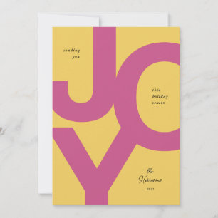 Bright Joy Pink & Yellow Non-Photo Holiday Card