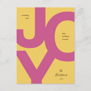 Bright Joy Pink & Yellow Non-Photo Holiday Postcard