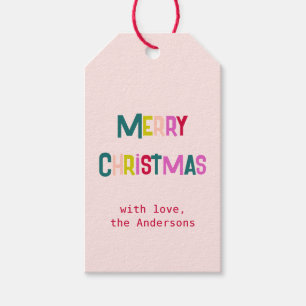 Bright & Joyful Merry Christmas Blush Pink Gift Tags