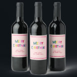 Bright & Joyful Merry Christmas Blush Pink Wine Label<br><div class="desc">Send your holiday greetings with this Wine Label that radiates cheerful and festive spirit. Customise it by clicking the "Personalise" button. Featuring colourful "Merry Christmas" text, this design adds a touch of joy and fun to your holiday message. Perfect for anyone seeking a chic and vibrant way to spread holiday...</div>