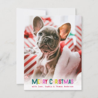 Bright & Joyful Merry Christmas Photo  Holiday Card