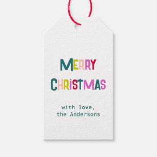 Bright & Joyful Merry Christmas Pine Green Gift Tags