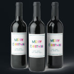Bright & Joyful Merry Christmas Pine Green Wine Label<br><div class="desc">Send your holiday greetings with this Wine Label that radiates cheerful and festive spirit. Customise it by clicking the "Personalise" button. Featuring colourful "Merry Christmas" text, this design adds a touch of joy and fun to your holiday message. Perfect for anyone seeking a chic and vibrant way to spread holiday...</div>