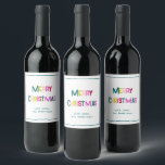 Bright & Joyful Merry Christmas Pine Green Wine Label<br><div class="desc">Send your holiday greetings with this Wine Label that radiates cheerful and festive spirit. Customise it by clicking the "Personalise" button. Featuring colourful "Merry Christmas" text, this design adds a touch of joy and fun to your holiday message. Perfect for anyone seeking a chic and vibrant way to spread holiday...</div>