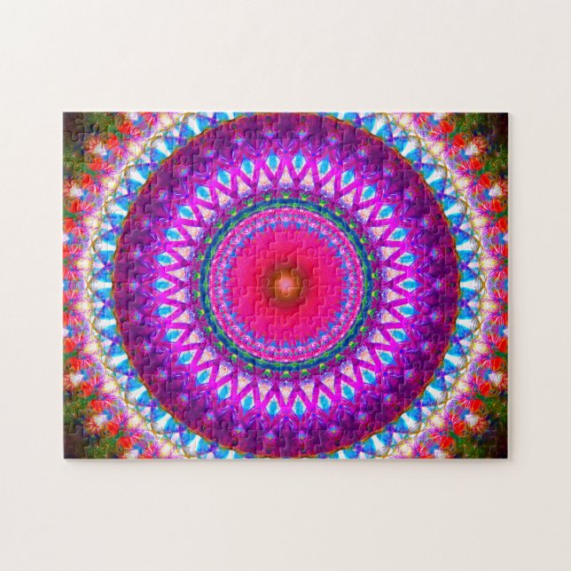 Bright Kaleidoscopic Mandala Art Jigsaw Puzzle (Horizontal)