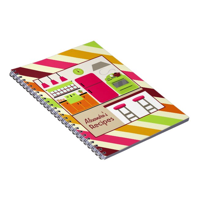 Bright Kitchen & Stripes Recipe Notebook (Right Side)