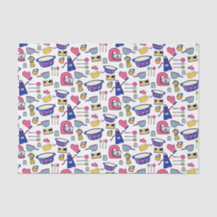 Bright Kitchen Utensils Chef Baker pattern Tissue Paper