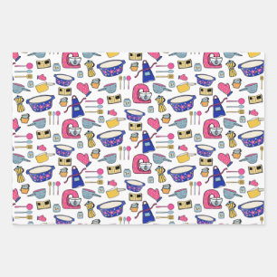 Bright Kitchen Utensils Chef Baker pattern Wrappin Wrapping Paper Sheet