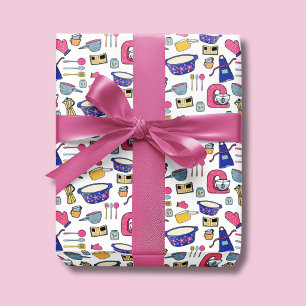 Bright Kitchen Utensils Chef Baker pattern Wrapping Paper Sheet