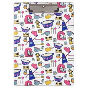 Bright Kitchen Utensils Chef Cake Baker Clipboard