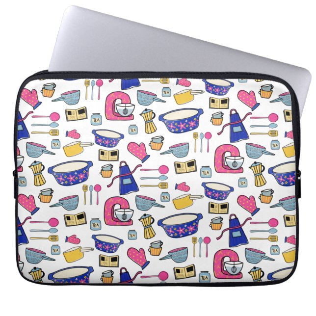 Bright Kitchen Utensils Chef Cake Baker Laptop Sleeve (Front)