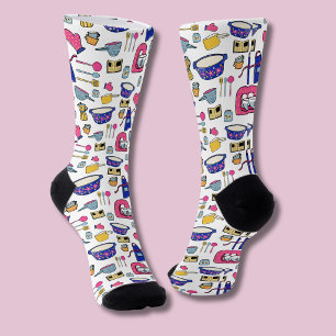 Bright Kitchen Utensils Chef Cake Baker Socks