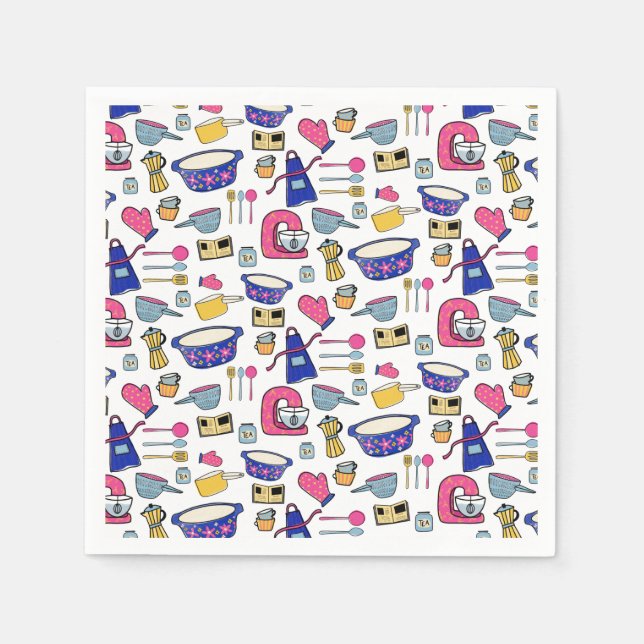 Bright Kitchen Utensils pattern Chef Cake Baker Napkin (Front)