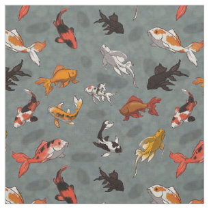 Bright Koi Fish Pond Pattern Fabric