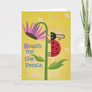 Bright Ladybug on Purple Flower Greeting Card
