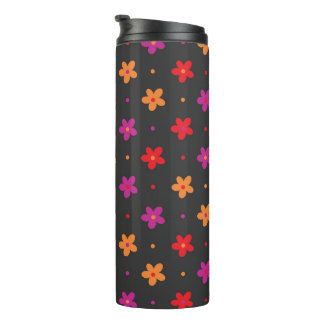 Bright large floral pops of colour  thermal tumbler