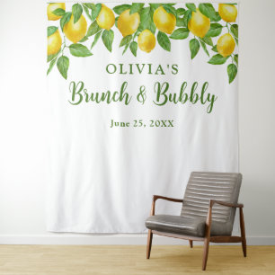 Bright Lemons Bridal Shower Photo Booth Backdrop Tapestry