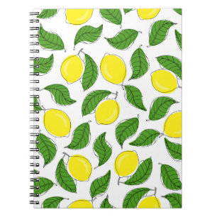 Bright Lemons Green Leaves Pattern Notebook
