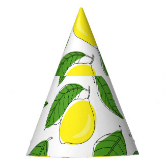 Bright Lemons Green Leaves Pattern Party Hat