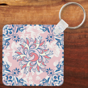 Bright Life, Whimsical Botanical Swirls Key Ring