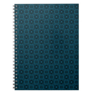 Bright Light Blue Black Geometric Symmetry Pattern Spiral Notebook