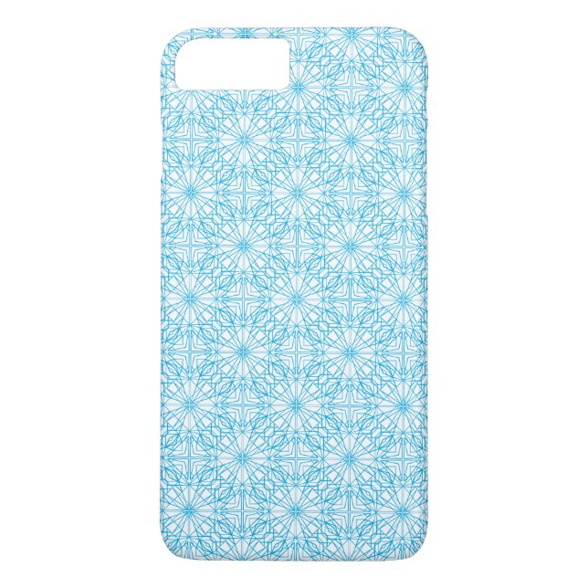 Bright Light Blue White Geometric Symmetry Pattern Case-Mate iPhone Case (Back)
