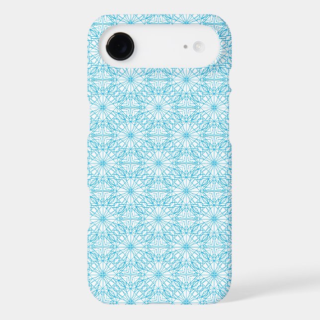 Bright Light Blue White Geometric Symmetry Pattern Case-Mate iPhone Case (Back)
