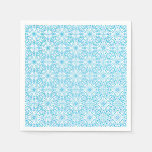 Bright Light Blue White Geometric Symmetry Pattern Napkin