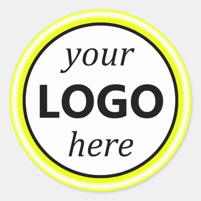 Bright Light Yellow Neon Your Circle Logo Image Classic Round Sticker (Front)