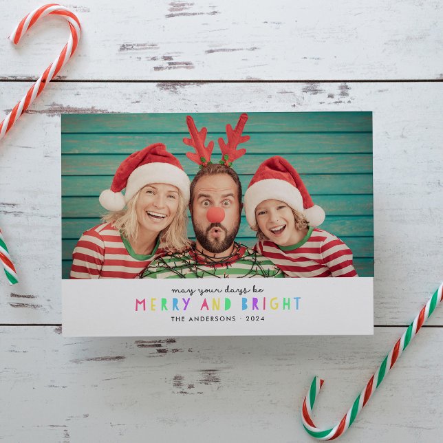 Bright Lights Horizontal Single Photo Holiday Card (Creator Uploaded)