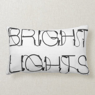 Bright lights neon sign black and white pillow