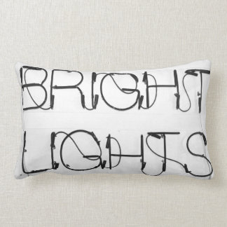 Bright lights neon sign black and white pillow