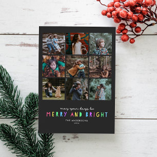 Bright Lights on Slate Multi Photo Holiday Card