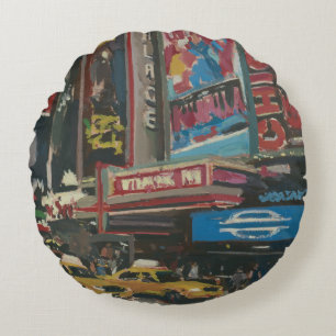 Bright Lights Times Square 2012 Round Cushion
