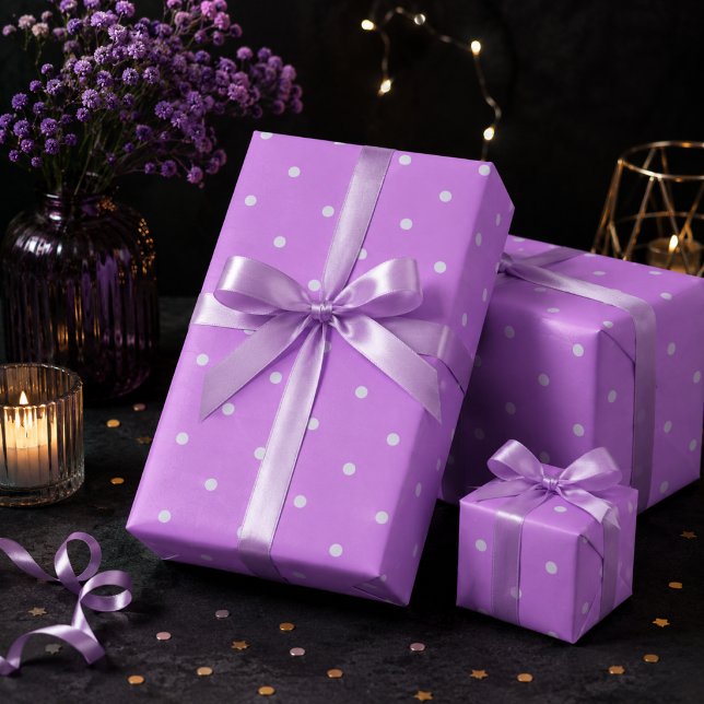 Bright Lilac Polka Dots  Wrapping Paper (Creator Uploaded)