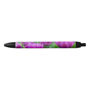 Bright lilac tulips on a sunny day black ink pen
