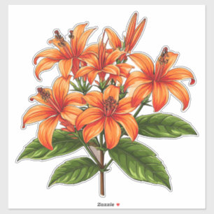 Bright Lily Flowers With Lush Green Leaves