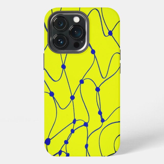 bright lime green abstract bold pattern line art  iPhone case (Back)