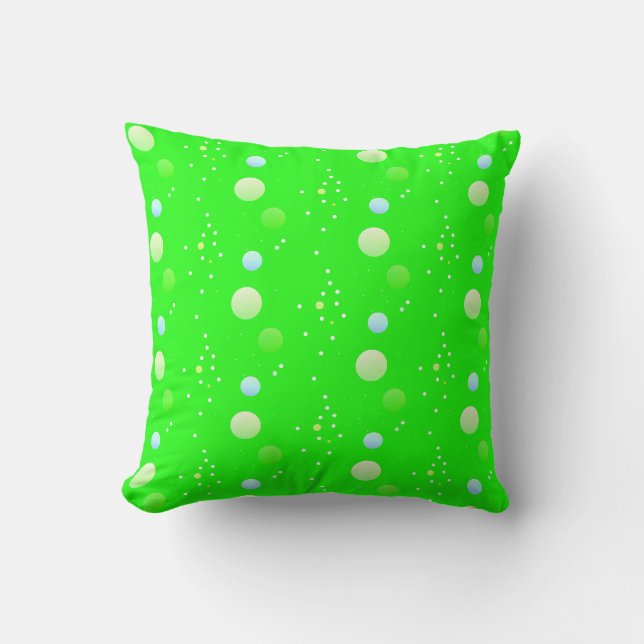 Bright lime green aesthetic dots cushion (Front)