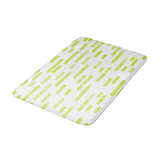 Bright Lime Green Rounded Lines Pattern Bath Mat (Angled)