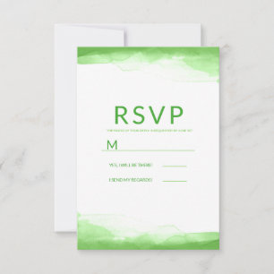 Bright Lime Green Watercolor Modern Wedding RSVP Card