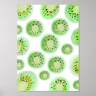 Bright Lime Kiwi Abstract Fruit Pattern Poster
